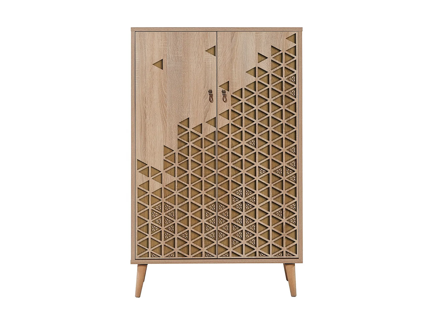 Commode haute 2 portes en bois clair Kiza 120