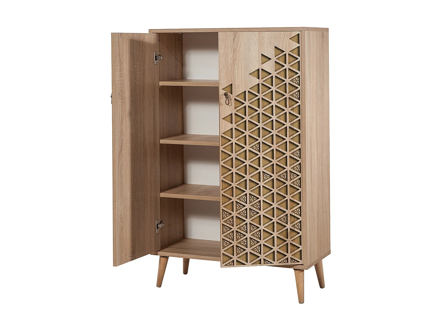 Commode haute 2 portes en bois clair Kiza 120