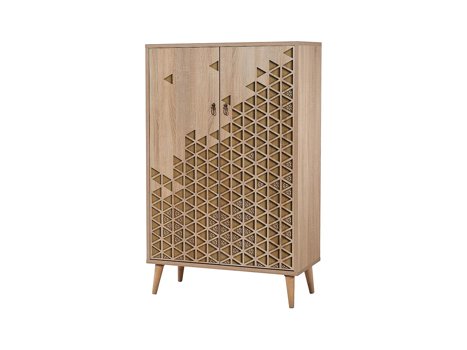 Commode haute 2 portes en bois clair Kiza 120