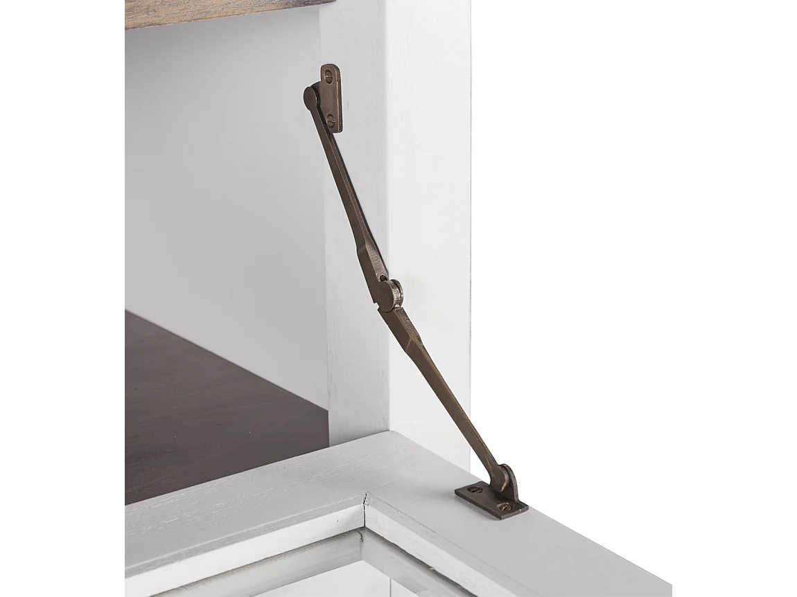 Commode haute provençale bois massif de mindi blanc et marron Kirest 90cm