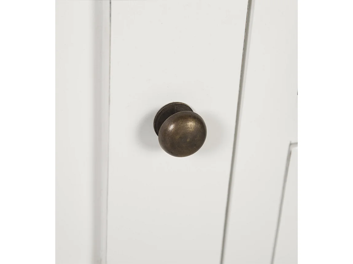 Commode haute provençale bois massif de mindi blanc et marron Kirest 90cm