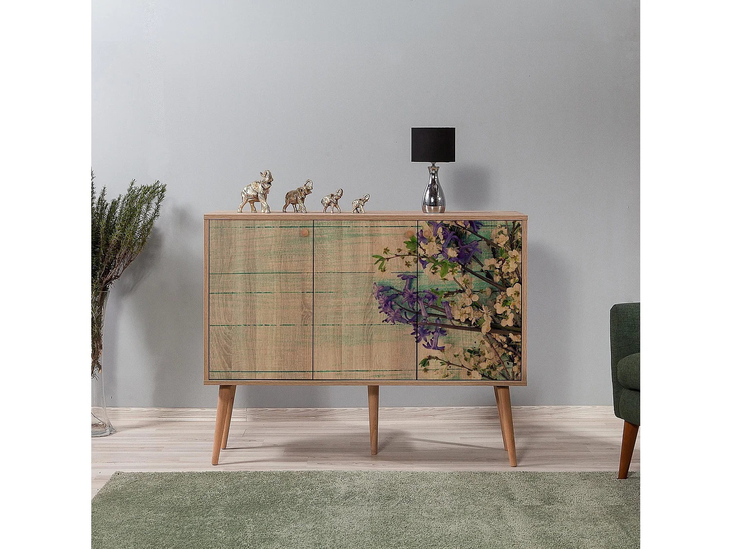 Commode 3 portes en bois clair Kiza 727