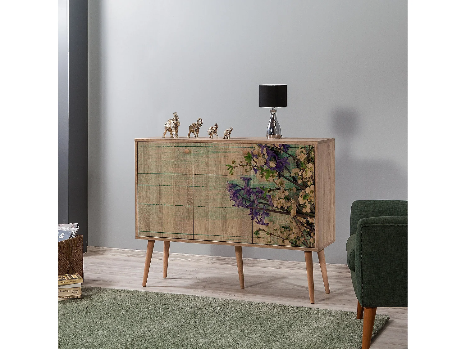 Commode 3 portes en bois clair Kiza 727