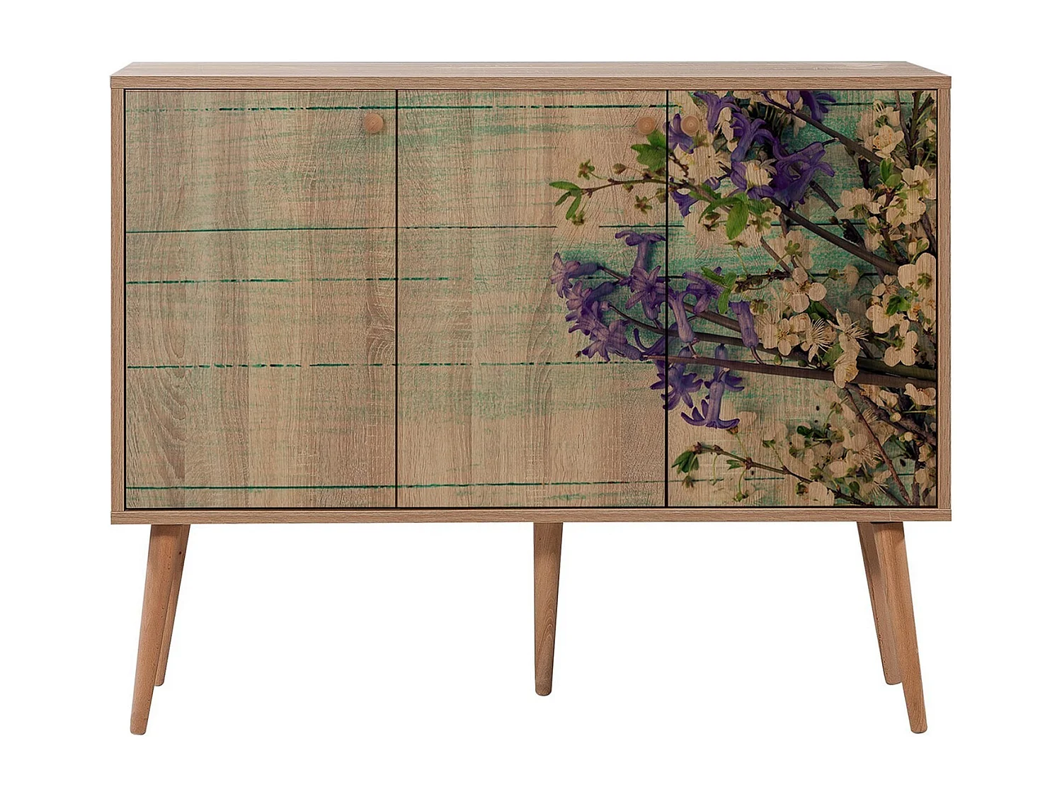 Commode 3 portes en bois clair Kiza 727