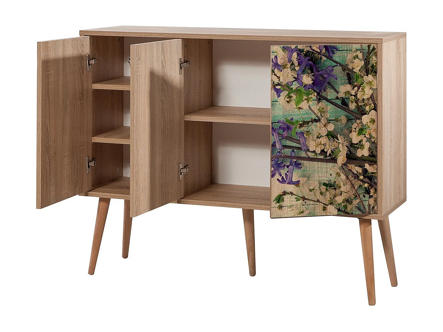 Commode 3 portes en bois clair Kiza 727