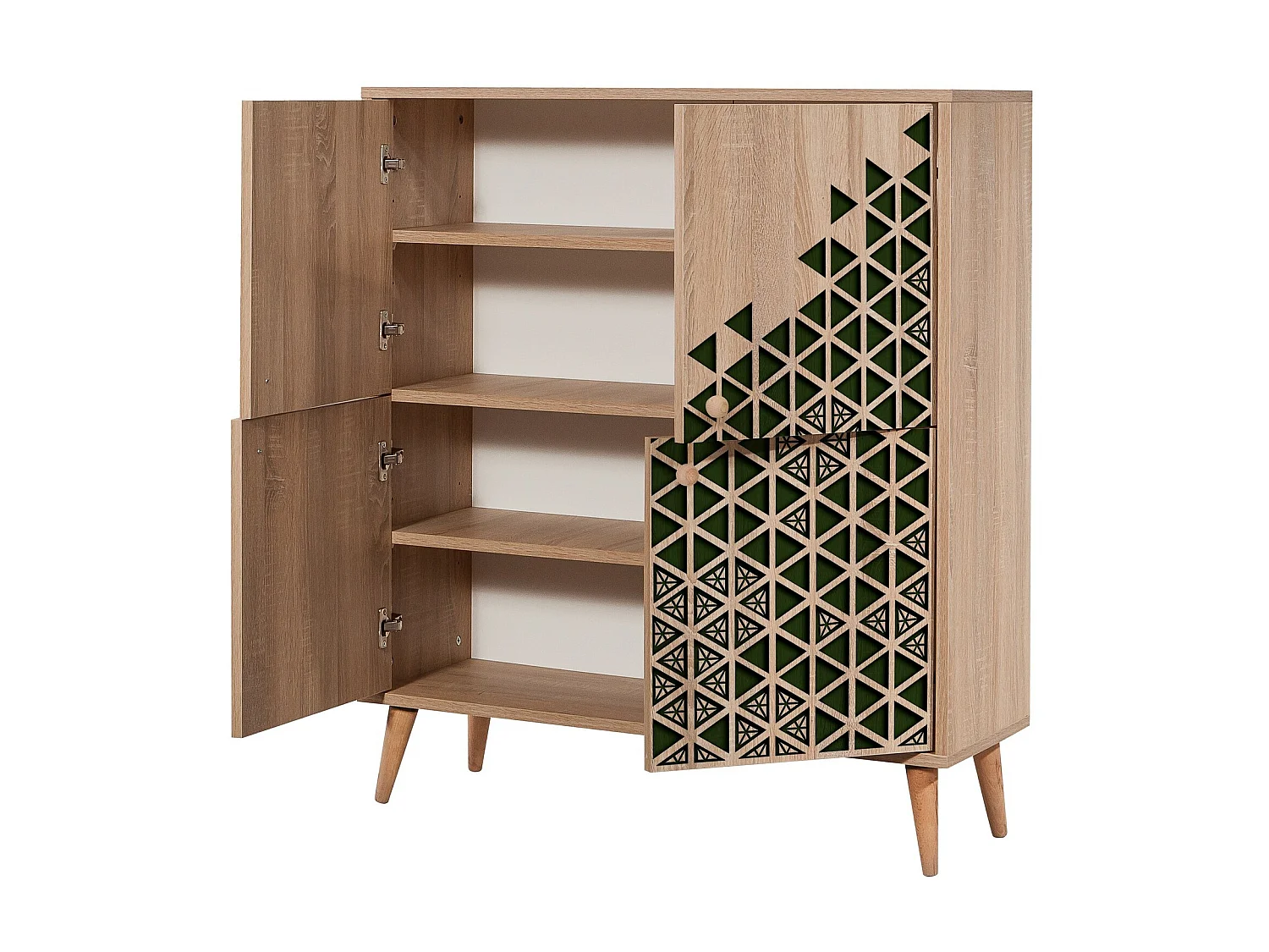 Meuble de rangement 4 portes bois naturel Kiza 121