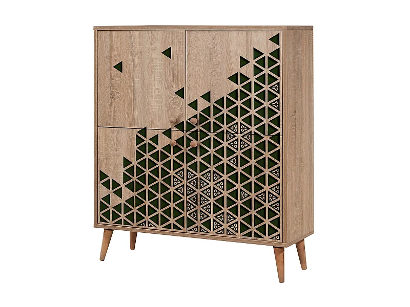 Opbergmeubel met 4 deuren van natuurlijk hout Kiza 121