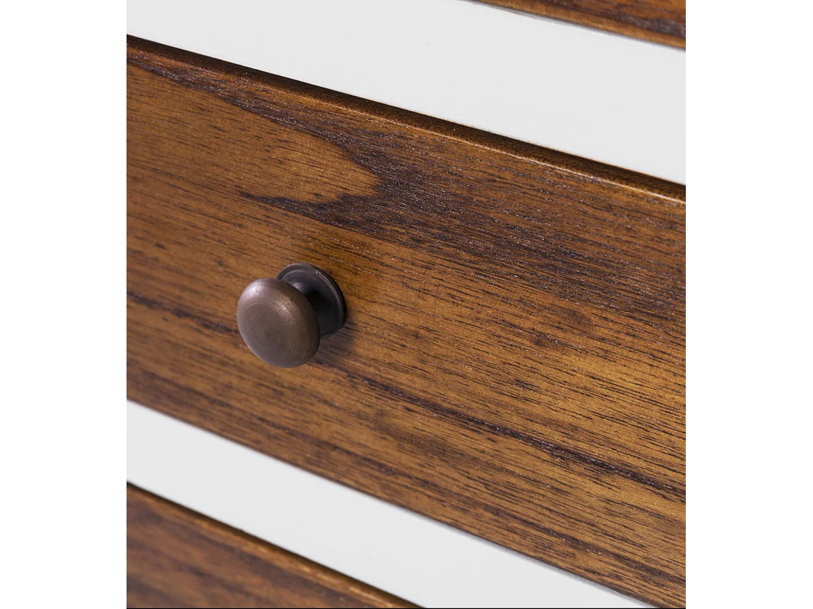 Cómoda Mindy madera maciza blanco y natural 18 cajones Ranka 100 cm