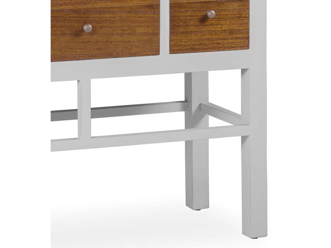 Commode en bois massif de Mindy blanc et naturel 18 tiroirs Ranka 100cm