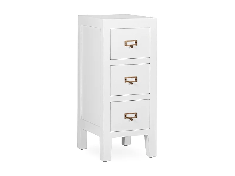 Rangement 3 tiroirs bois massif de mindi blanc Kourame 30cm