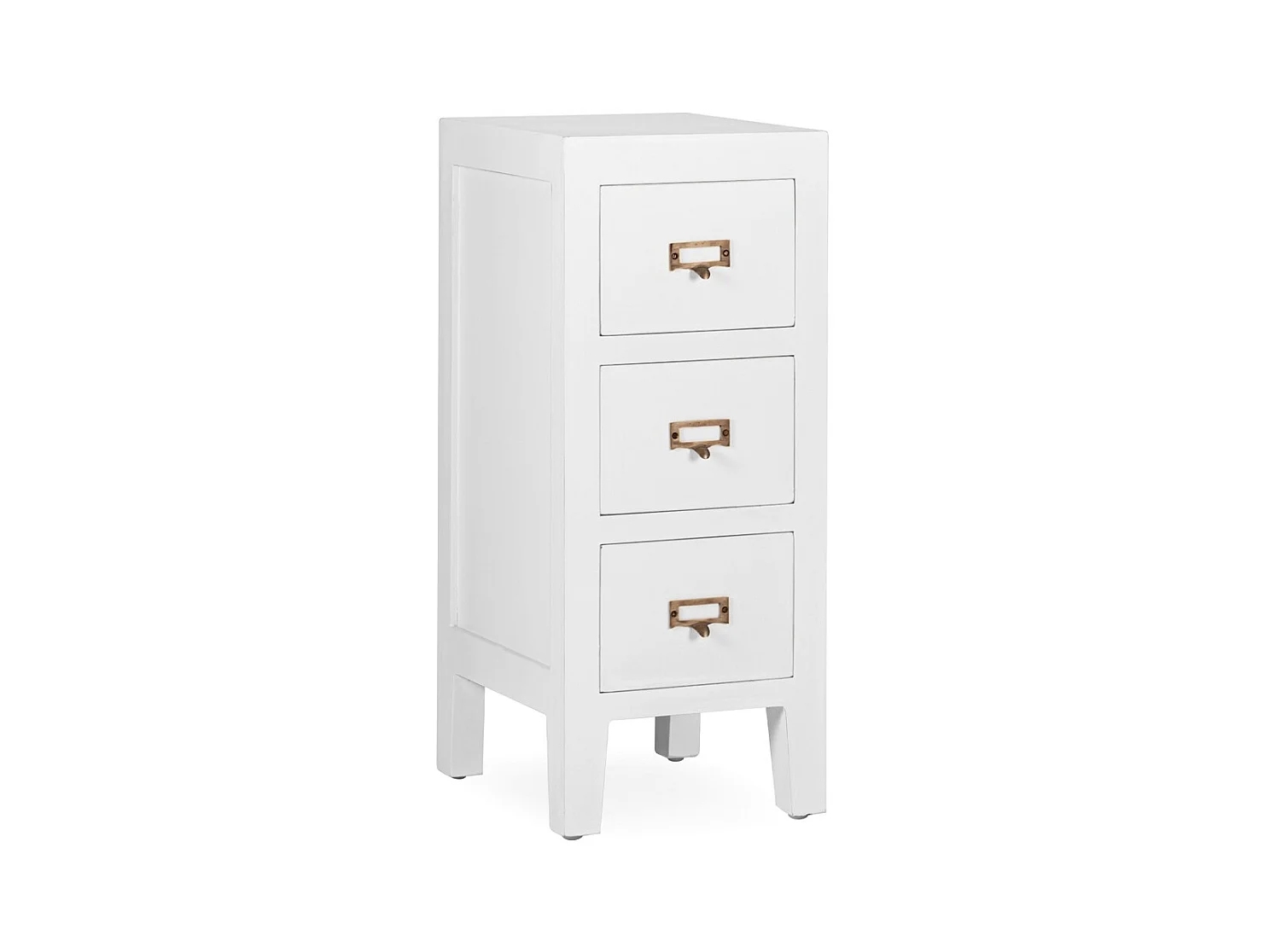 Rangement 3 tiroirs bois massif de mindi blanc Kourame 30cm