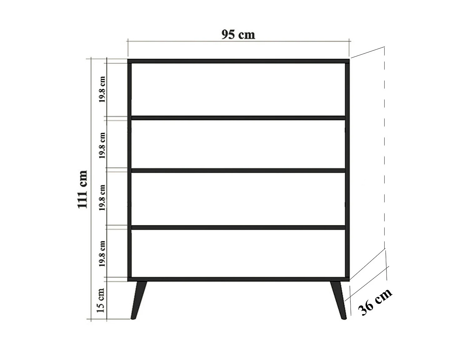 Meuble de rangement 4 portes bois clair et dégradé rouge Kiza 221