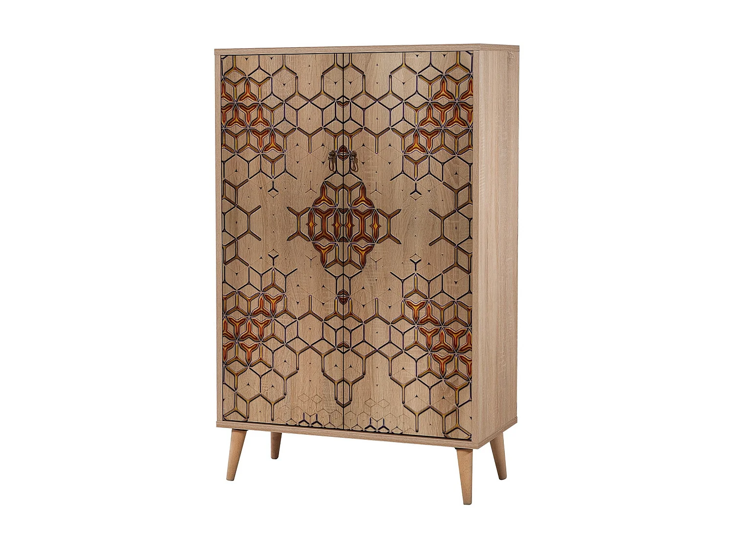 Commode haute 2 portes en bois clair Kiza 720