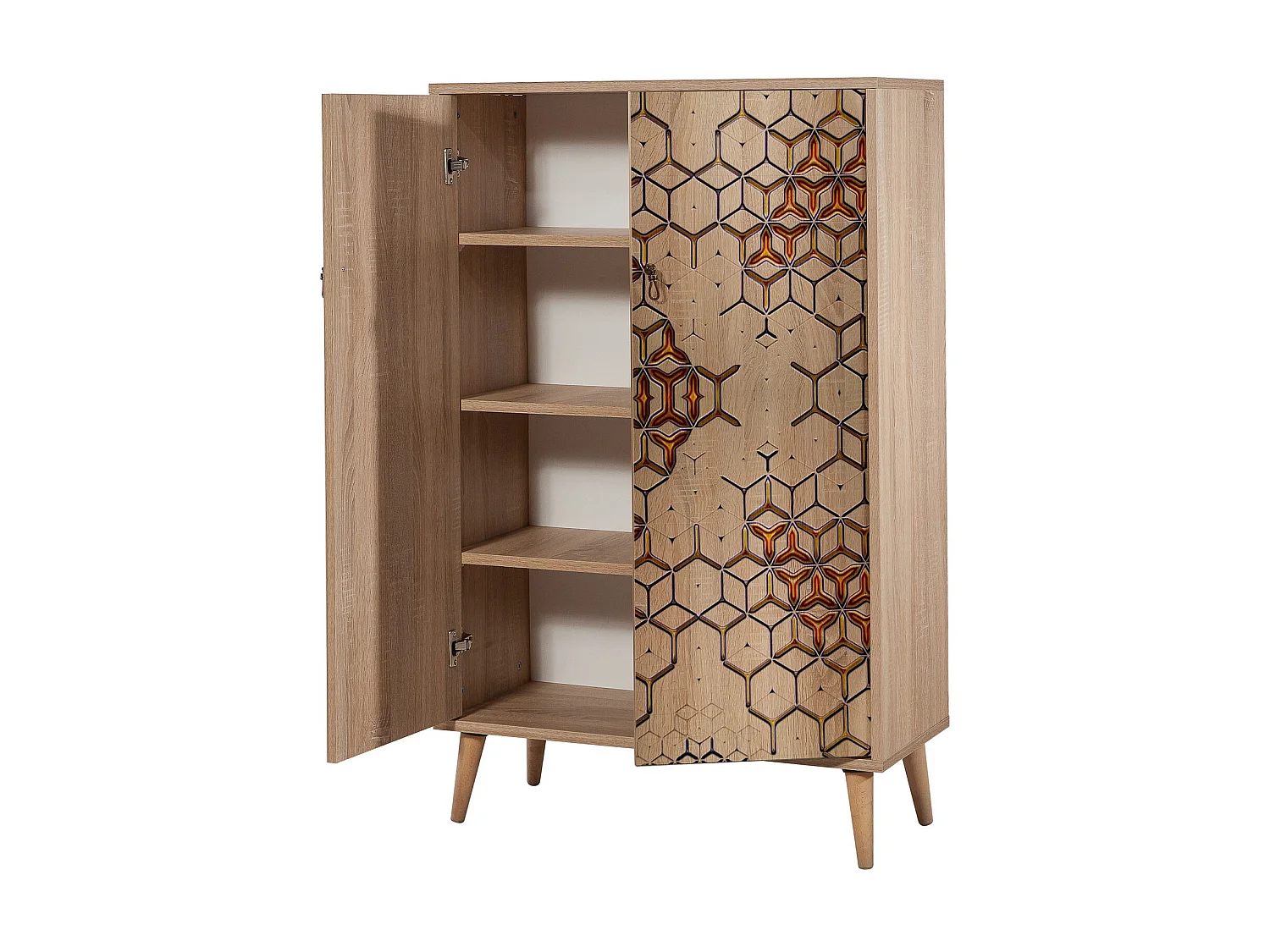 Commode haute 2 portes en bois clair Kiza 720