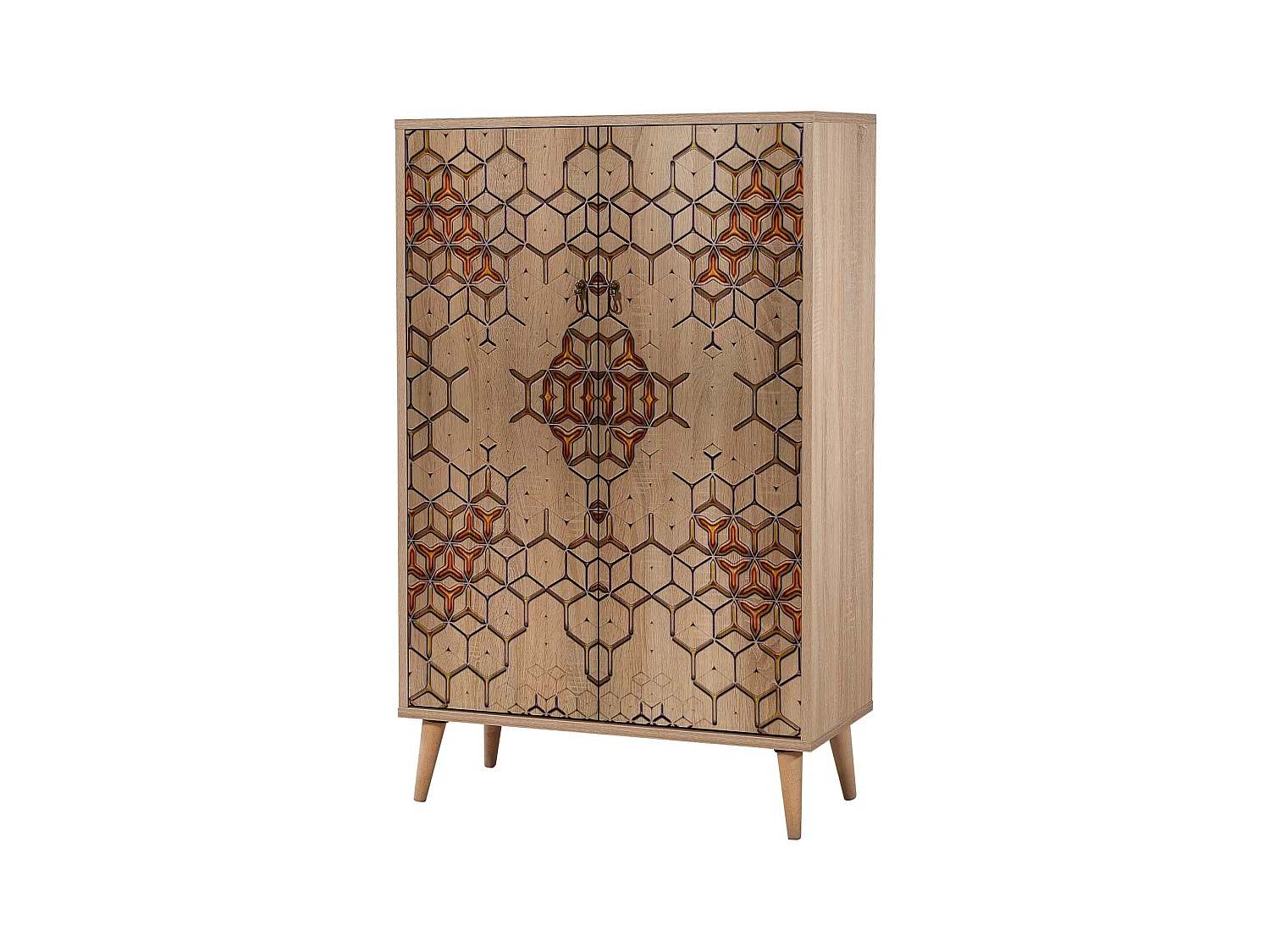 Commode haute 2 portes en bois clair Kiza 720