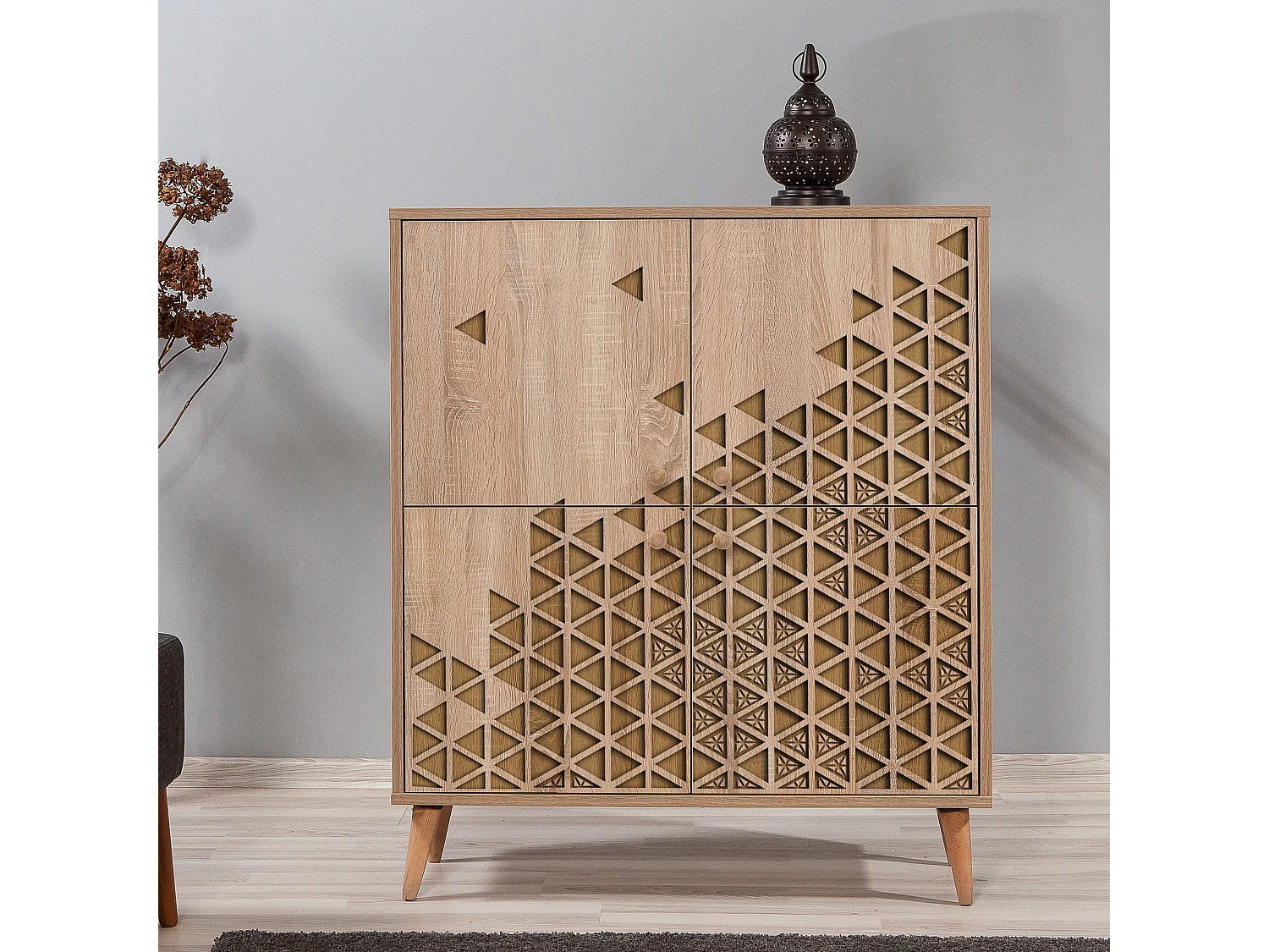 Meuble de rangement 4 portes bois clair Kiza 120