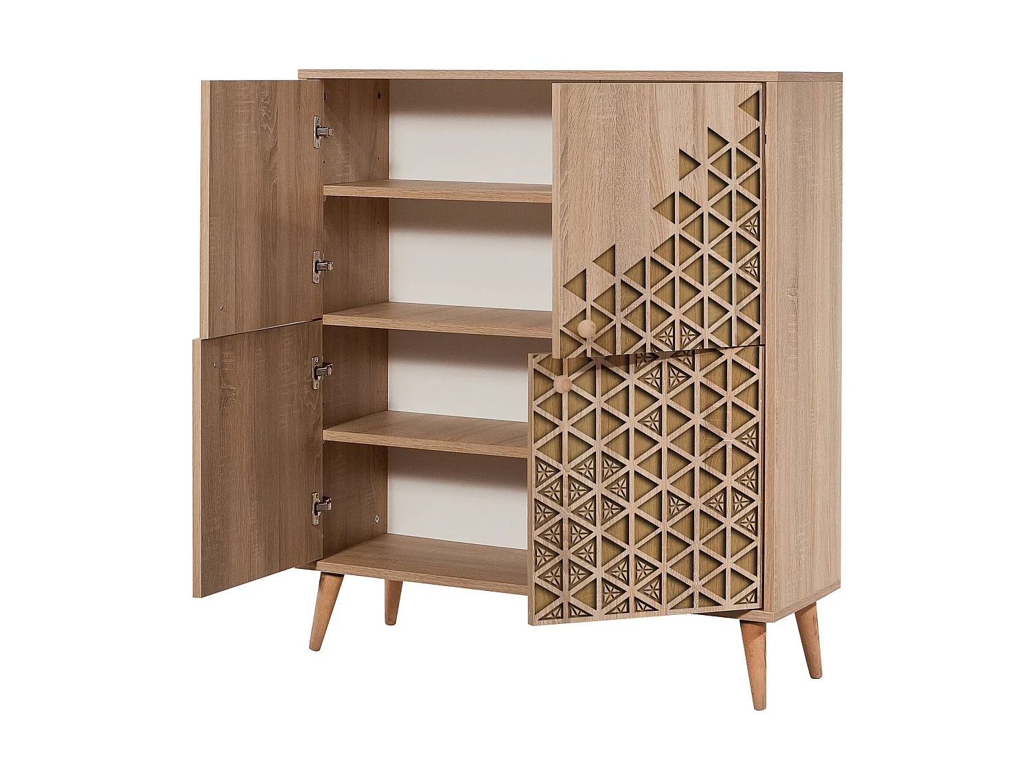 Meuble de rangement 4 portes bois clair Kiza 120