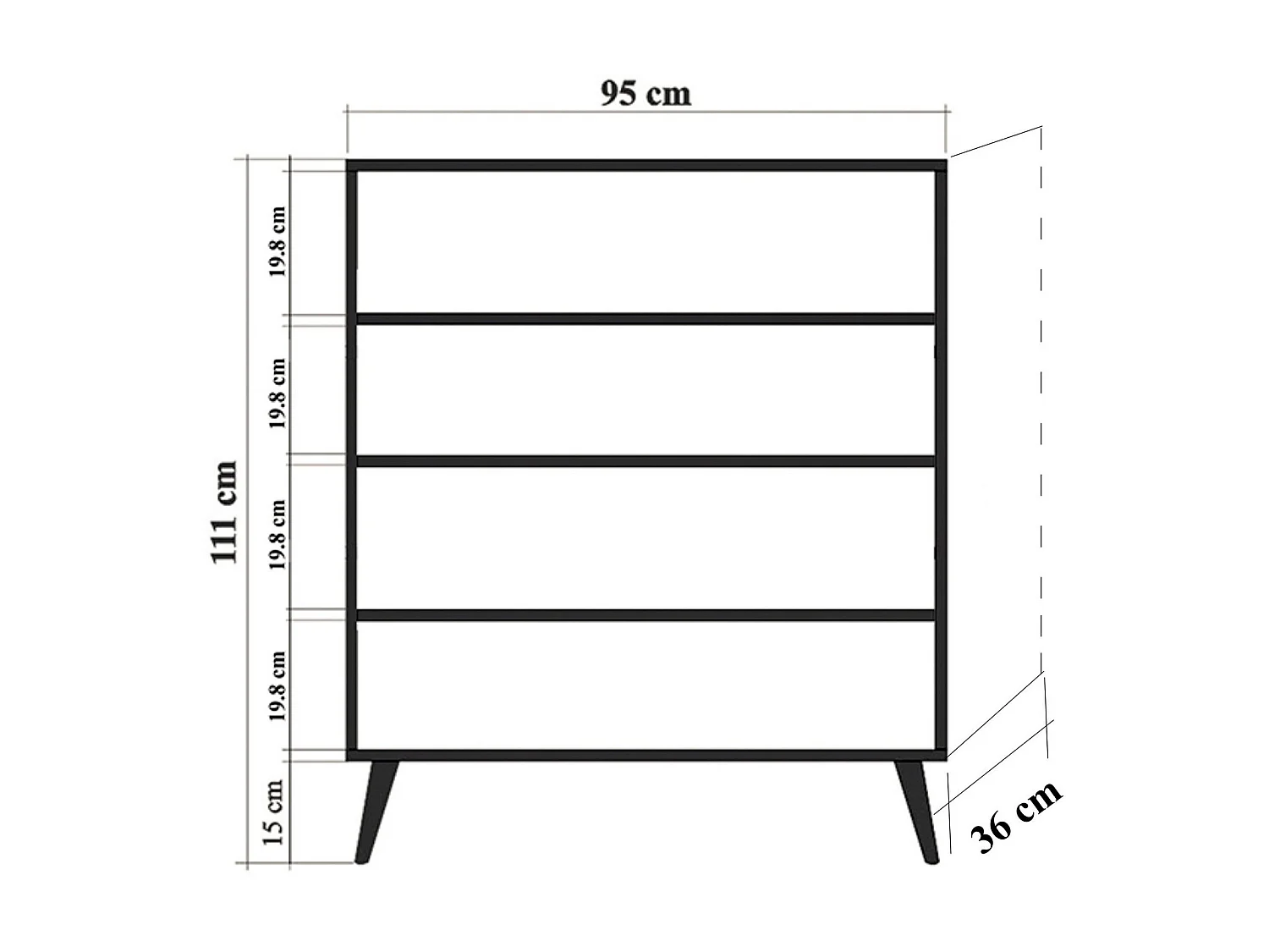 Meuble de rangement 4 portes bois clair Kiza 120