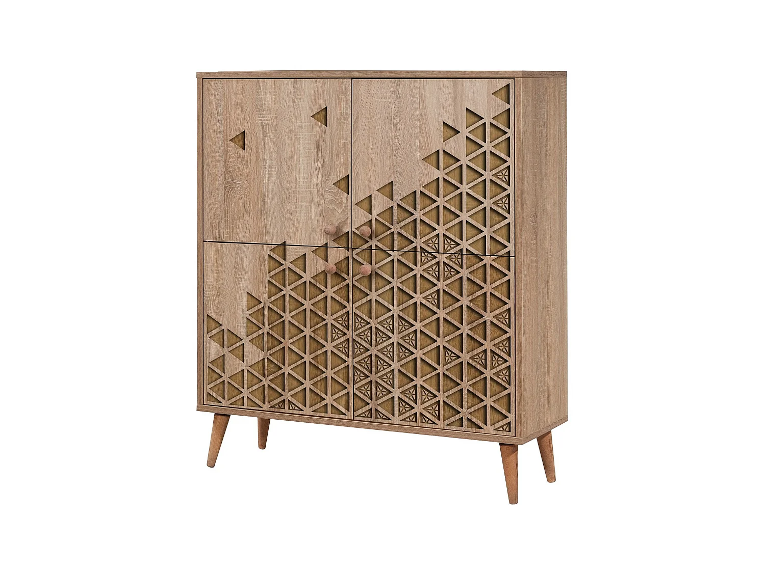 Meuble de rangement 4 portes bois clair Kiza 120