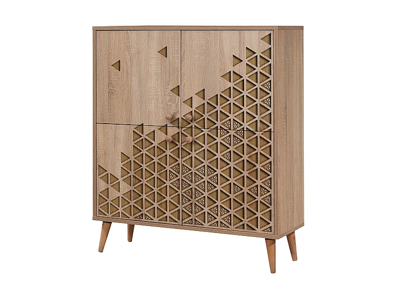 Meuble de rangement 4 portes bois clair Kiza 120