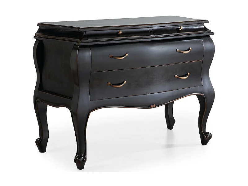 Commode en bois d'acajou noir 4 tiroirs Klacik 110cm