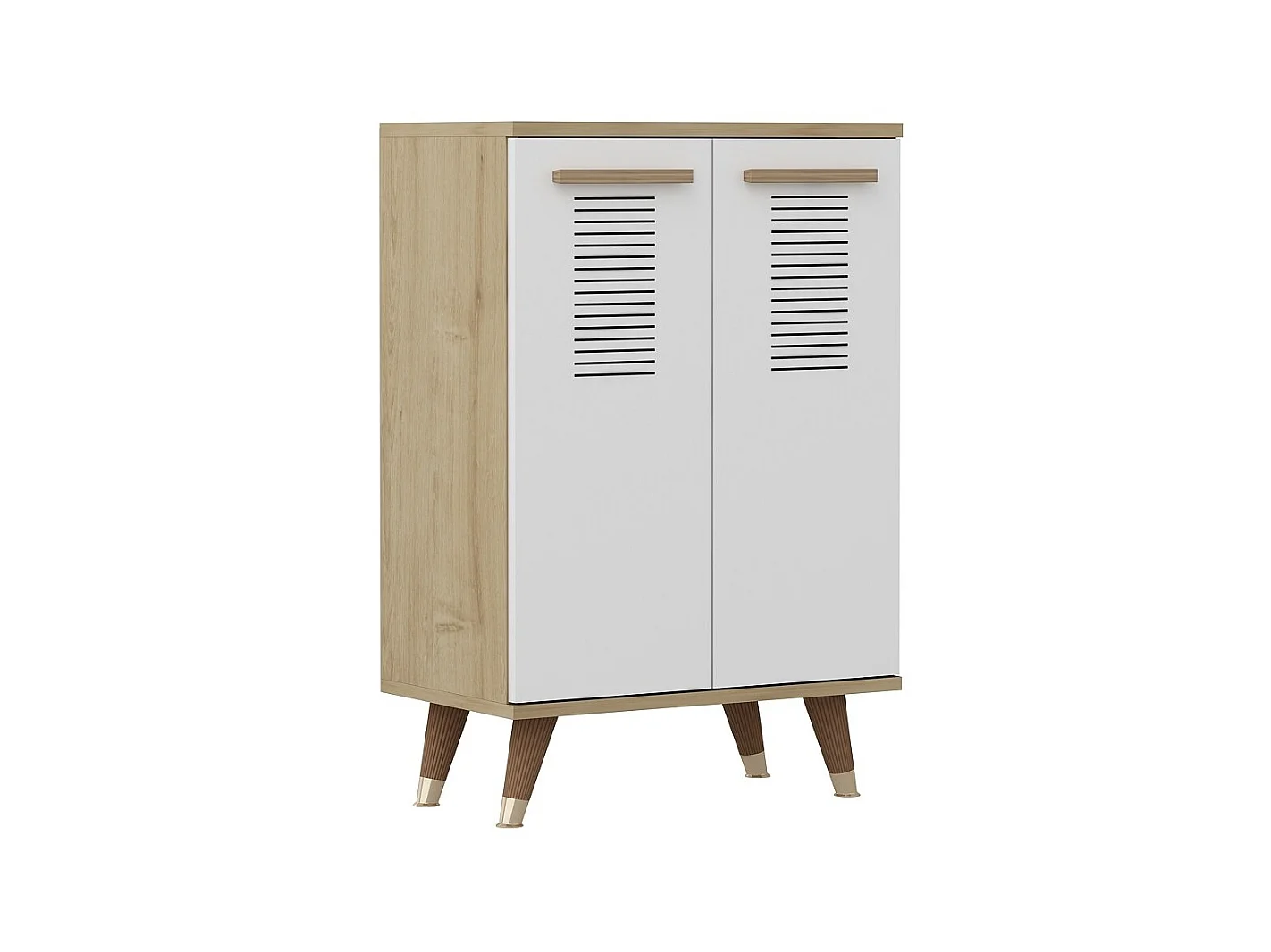 Petite commode Chêne Saphir et blanc 2 portes Parko 60cm