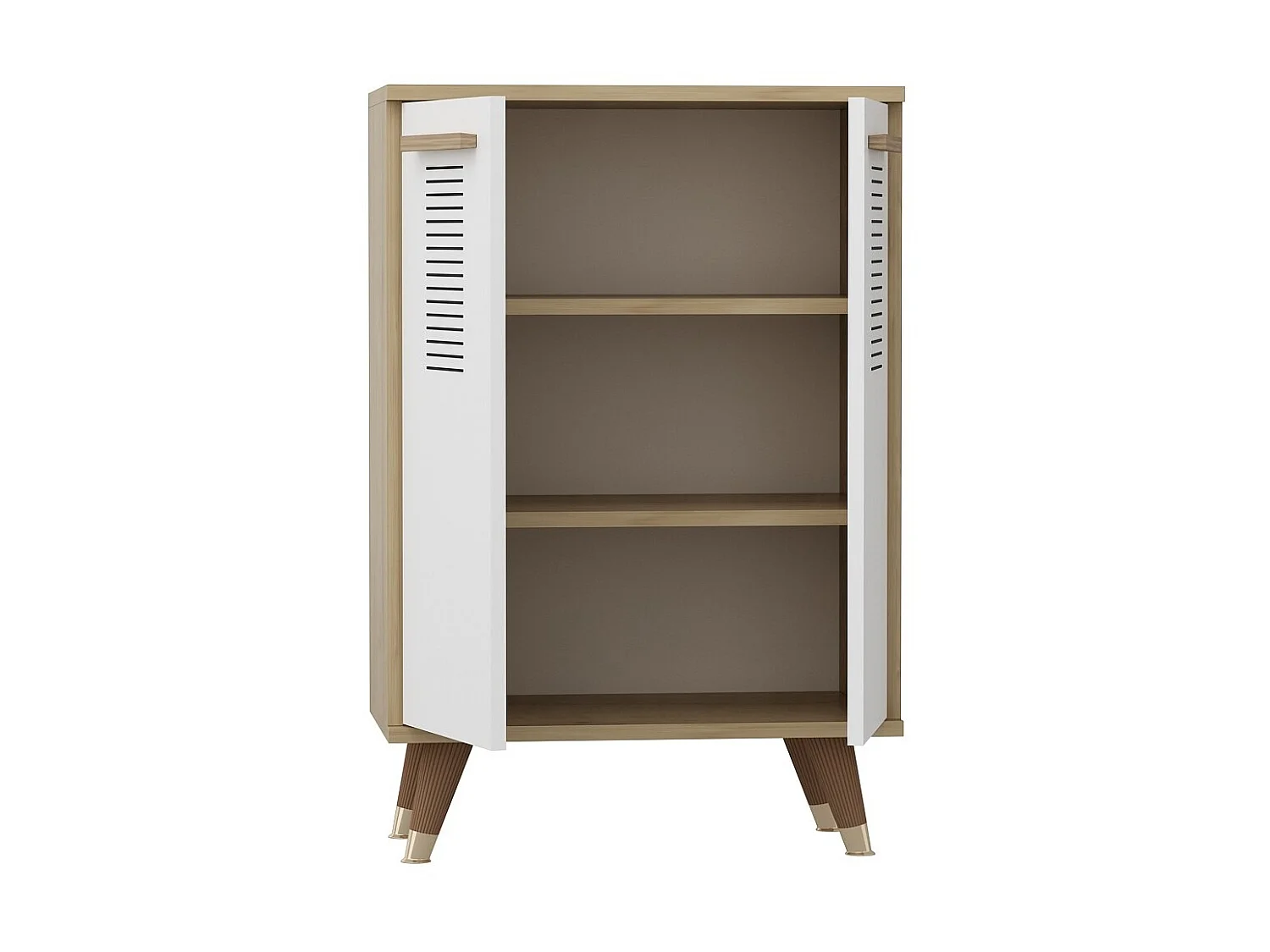 Petite commode Chêne Saphir et blanc 2 portes Parko 60cm