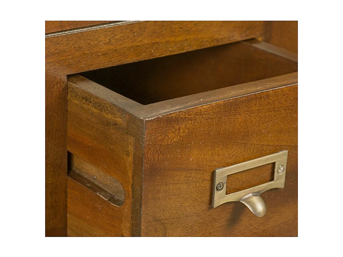 Commode haute coloniale 10 tiroirs en bois d'acajou massif Falkane 100cm