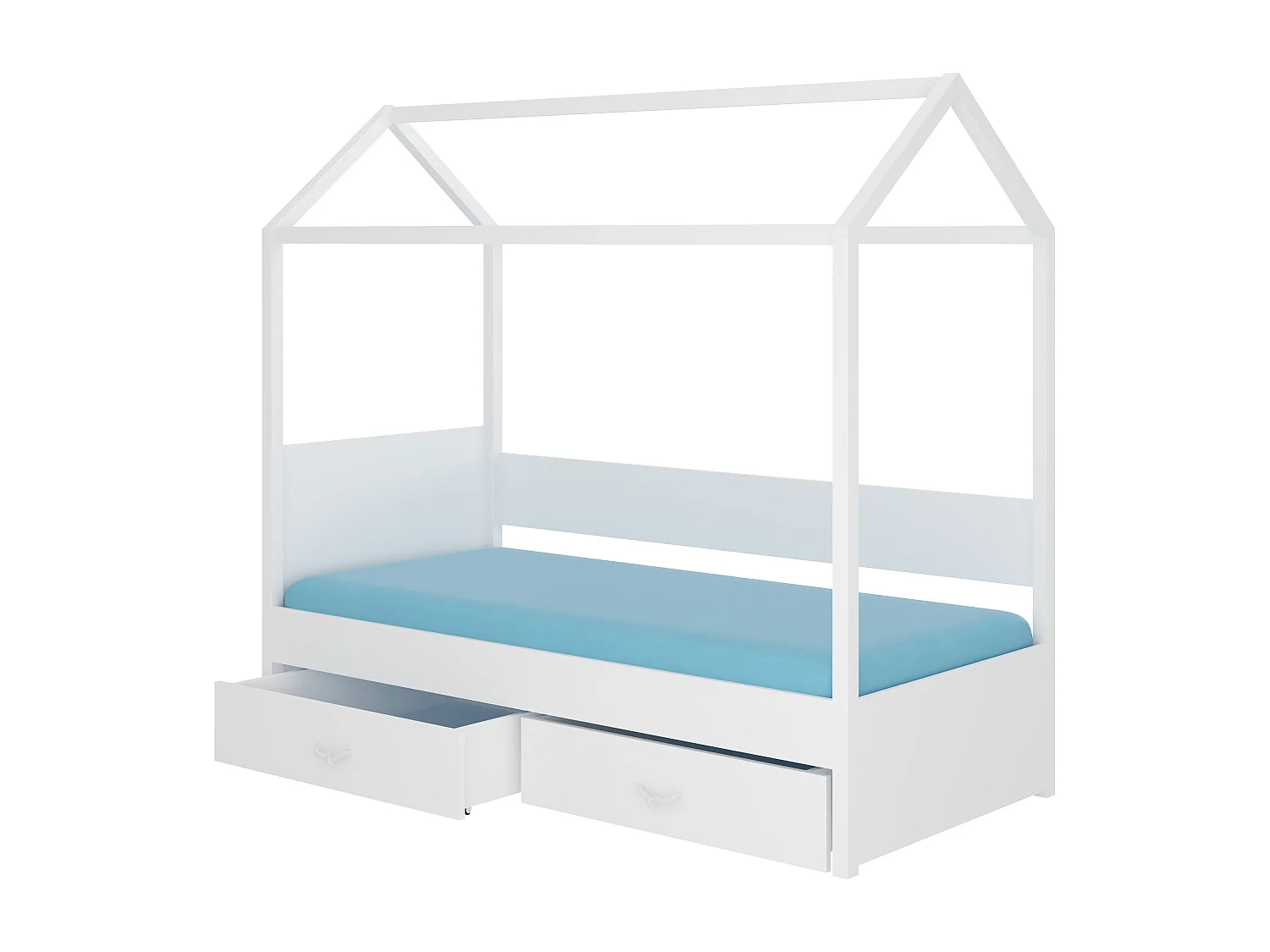 Wit grenen cabine kinderbed 90x200 cm met 2 opberglades Forka