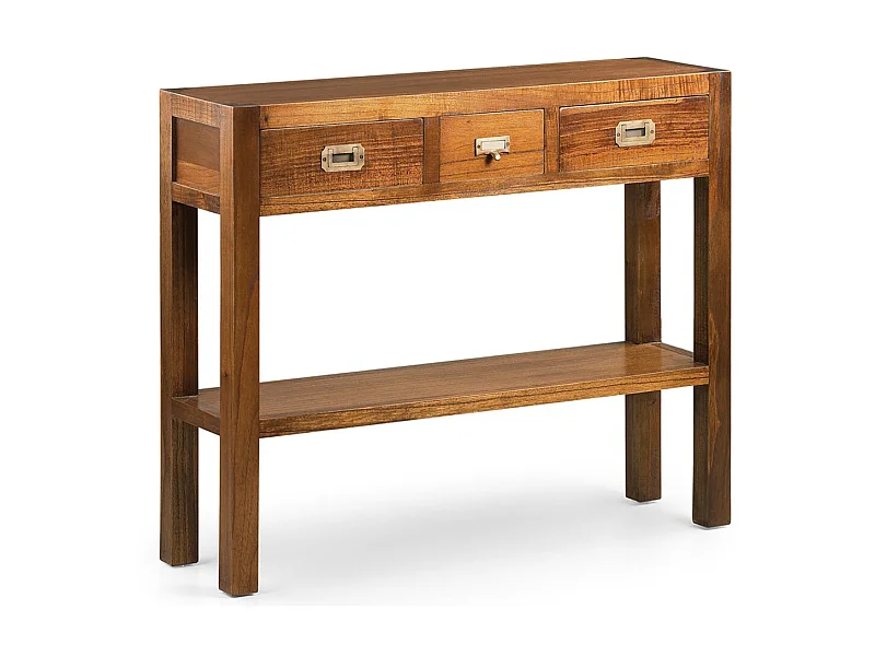 Console en bois massif de Mindy 3 tiroirs 1 tablette Orka 95cm