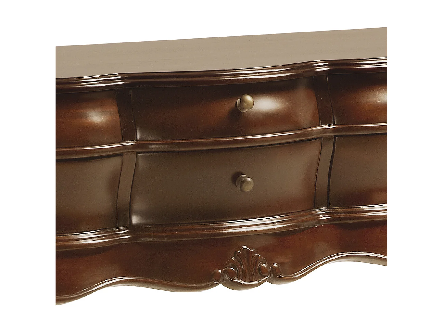 Console en bois d'acajou marron 6 tiroirs Castle 108cm