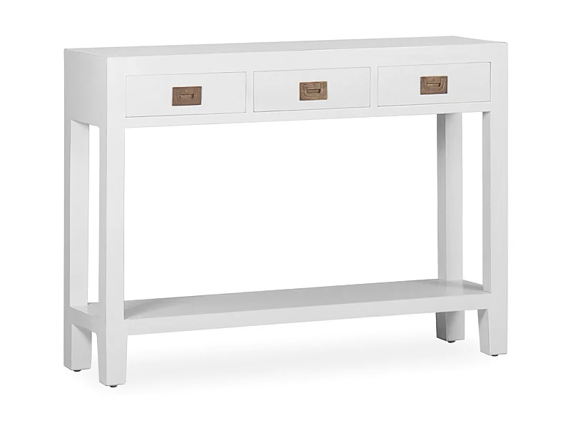 Console bois massif de mindi blanc Kourame 110cm