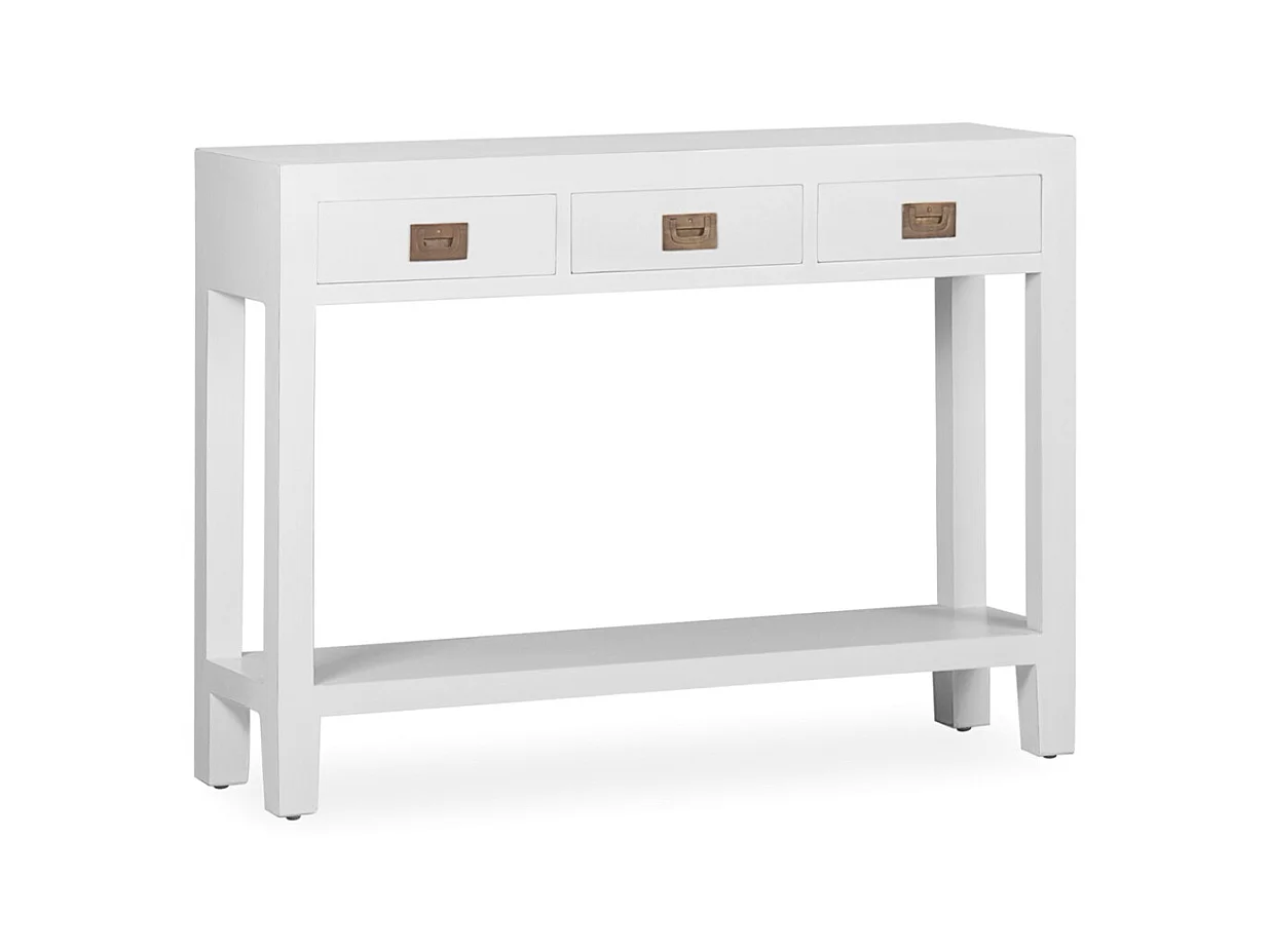 Console bois massif de mindi blanc Kourame 110cm