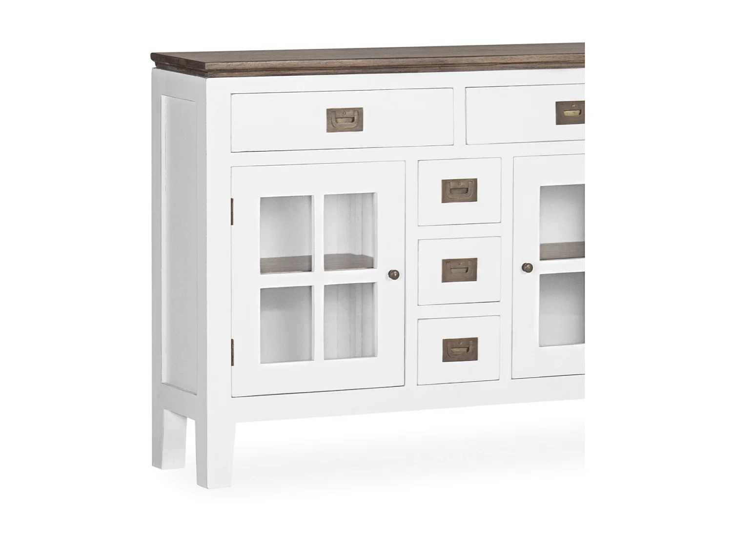 Console provençale bois massif de mindi blanc et marron Kirest 105cm