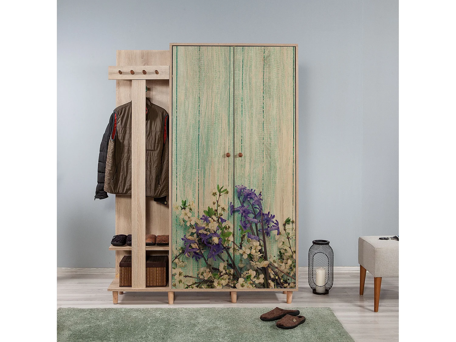 Aparador de hall em carvalho Sonoma – 135 x 192 x 36 cm – 100% MDF revestido em melamina