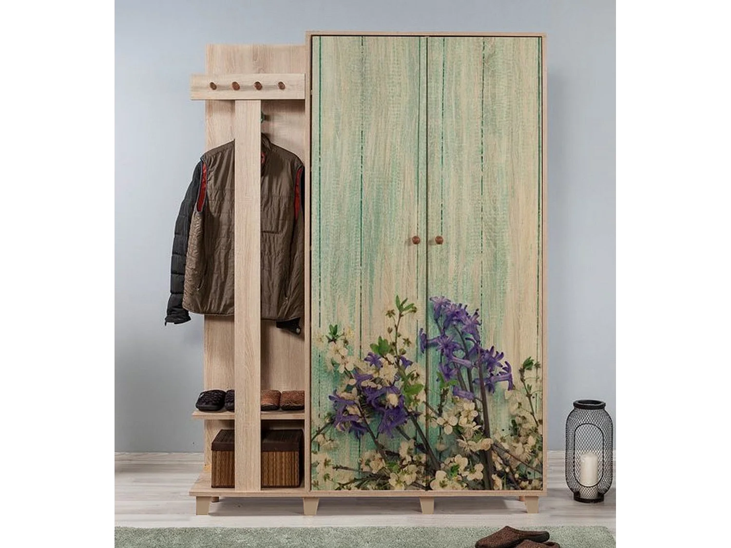 Aparador de hall em carvalho Sonoma – 135 x 192 x 36 cm – 100% MDF revestido em melamina