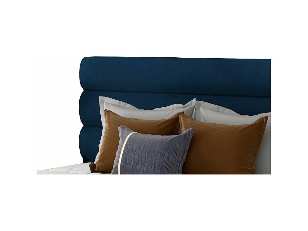 Klarina volwassenenbed met opbergdoos - Gewatteerd fluweel-Kleur Donkerblauw-Slapen 160x200cm