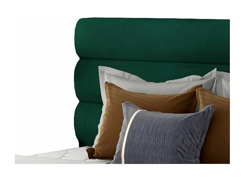 Lit design velours vert avec coffre de rangement Klarina - 4 tailles-180x200