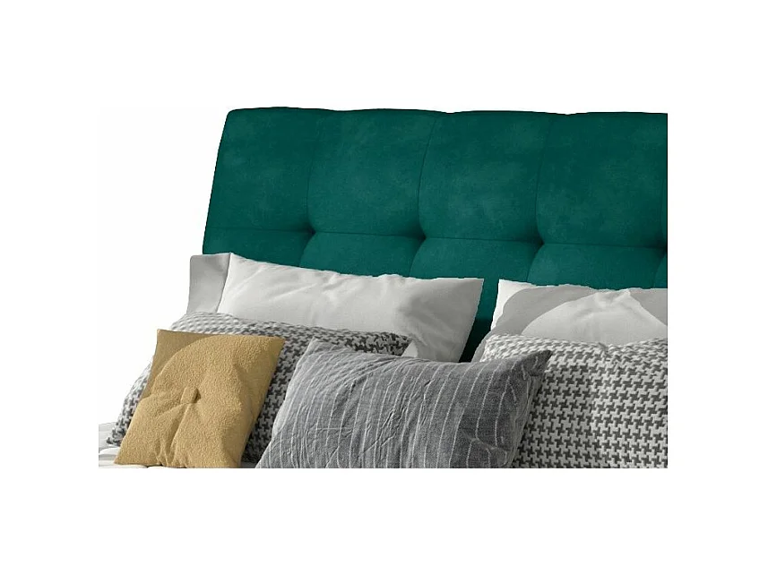 Lit capitonné avec rangement velours vert Klein - 4 tailles-180x200