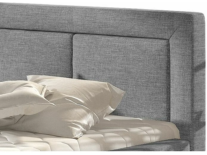 Lit coffre tissu gris clair grand carré capitonné Berlino - 4 tailles-160x200