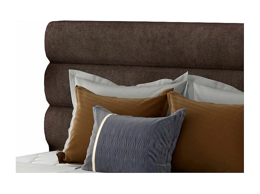 Lit design tissu doux marron avec coffre de rangement Klarina - 4 tailles-180x200