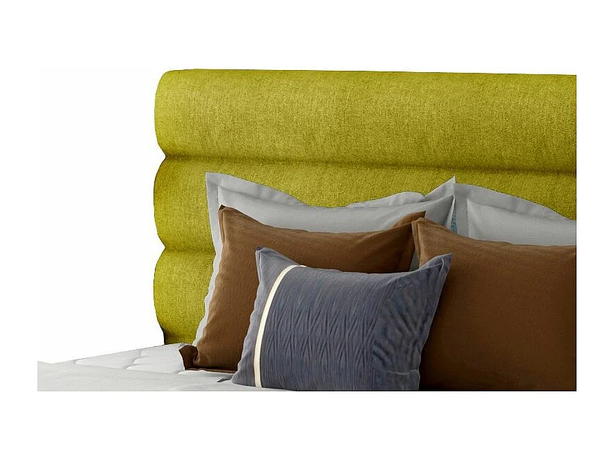 Lit design tissu jaune olive avec coffre de rangement Klarina - 4 tailles-160x200
