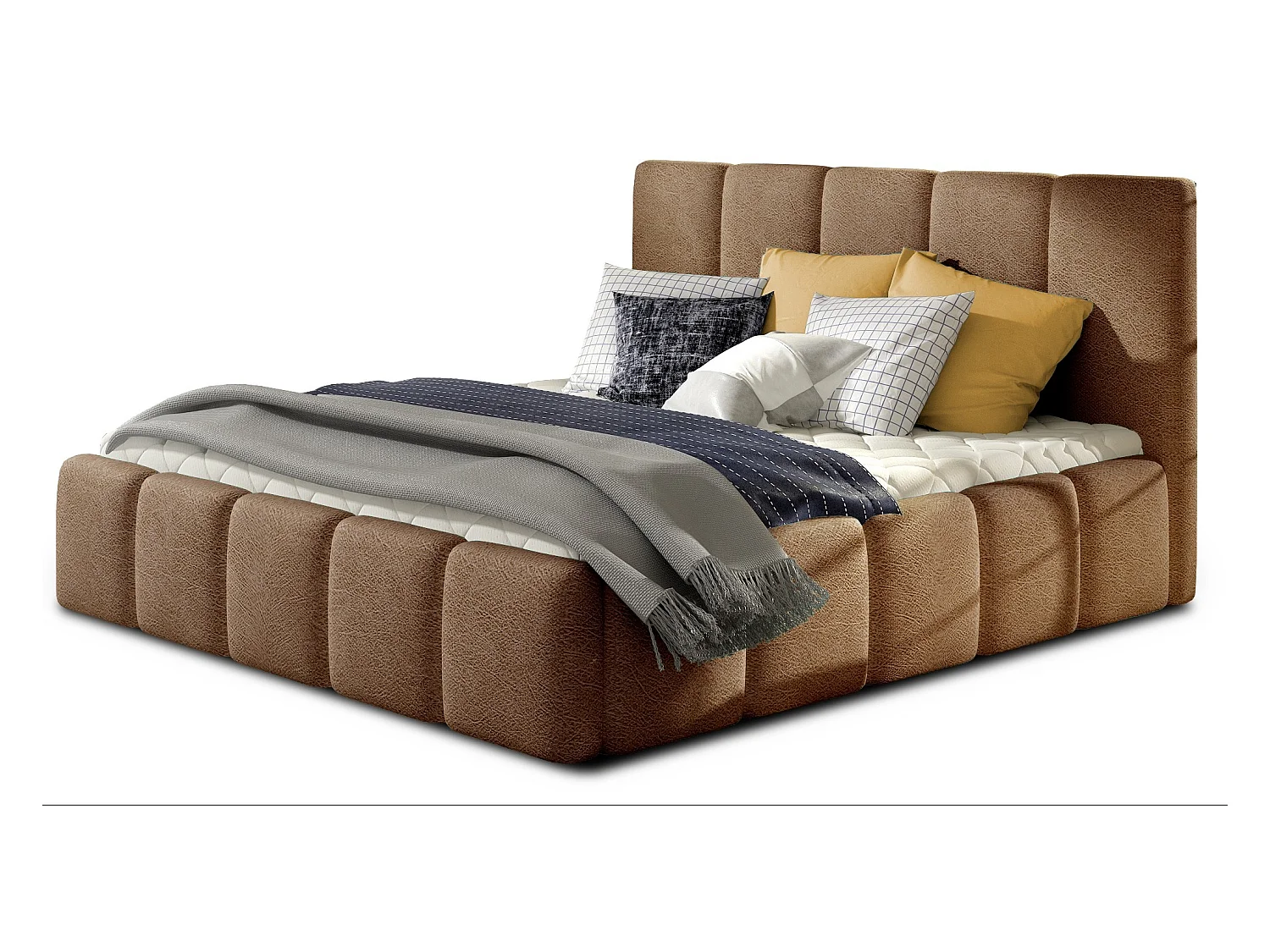 Lit moderne capitonné velours Vika-Couleur Marron clair-160x200