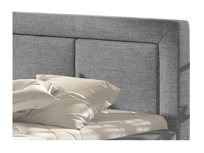 Lit coffre tissu gris clair grand carré capitonné Berlino - 4 tailles-140x200