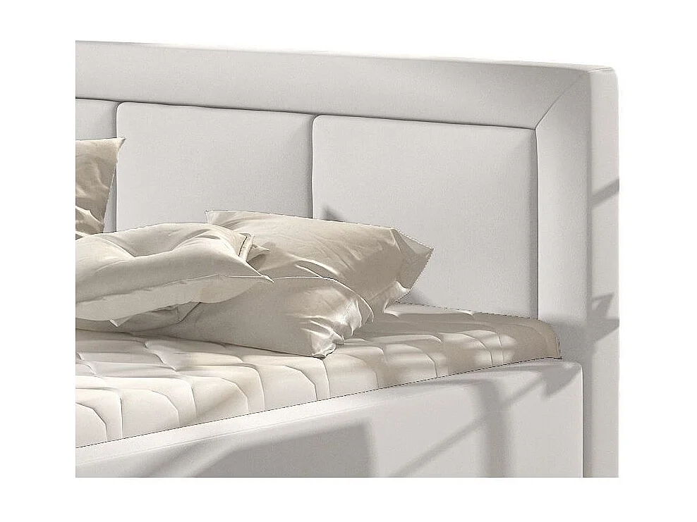 Lit coffre simili cuir blanc grand carré capitonné Berlino - 4 tailles-140x200