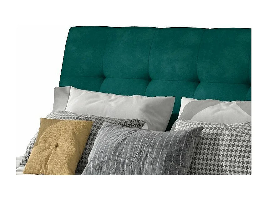 Lit capitonné avec rangement velours vert Klein - 4 tailles-160x200