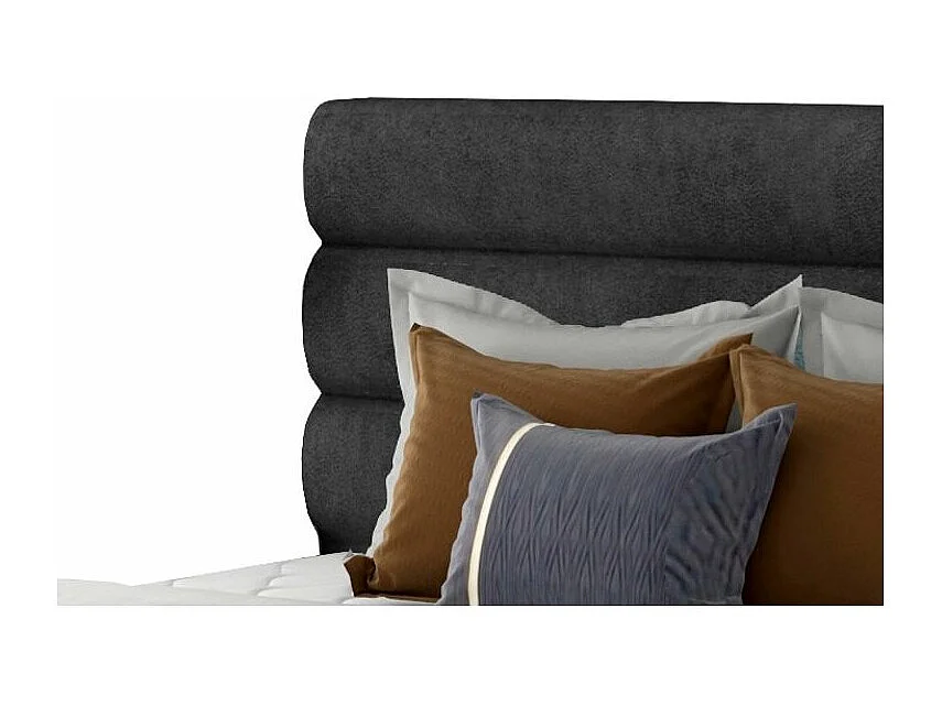 Lit design tissu anthracite avec coffre de rangement Klarina - 4 tailles-140x200
