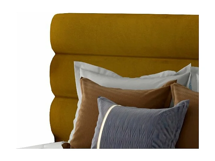Lit design velours jaune avec coffre de rangement Klarina-160x200