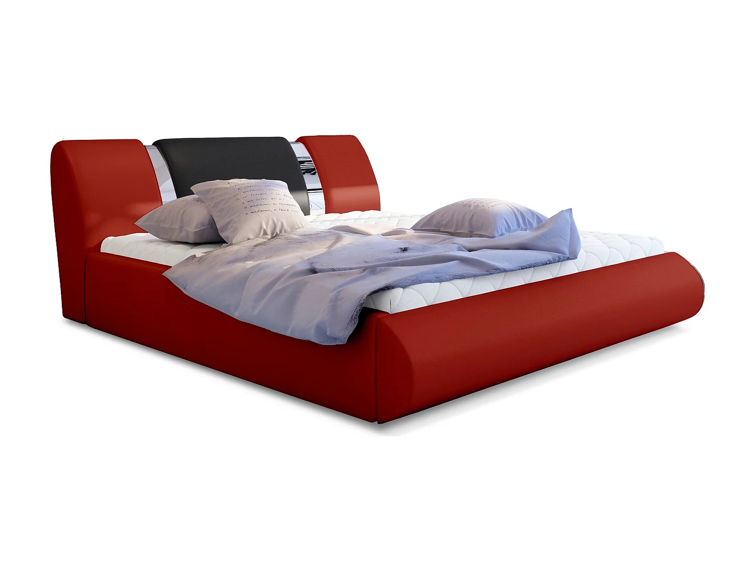 Opbergbed 180x200 cm rood/zwart imitatie en chroom metaal Flavien