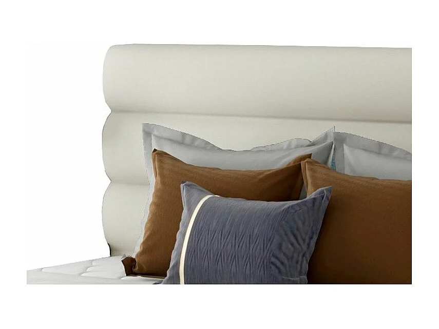 Lit design simili cuir beige clair avec coffre de rangement Klarina - 4 tailles-140x200